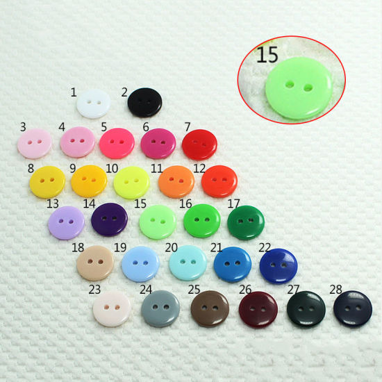 Picture of Resin Sewing Buttons Scrapbooking 2 Holes Round Light Green 9mm Dia, 100 PCs