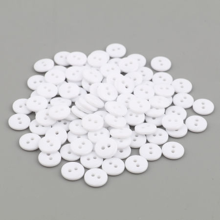 Bild von Harz Knöpfe für Aufnähen Scrapbooking 2 Löcher Rund Weiß 10mm D., 100 Stück