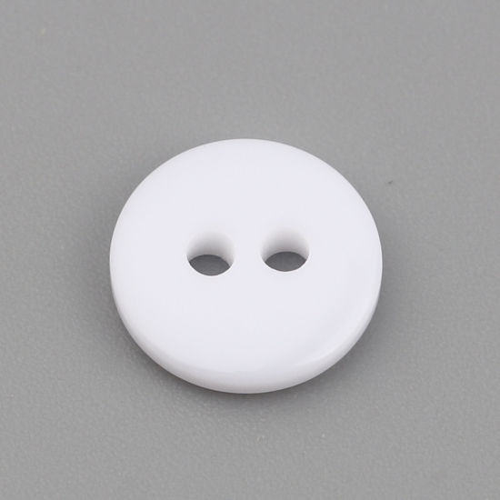 Picture of Resin Sewing Buttons Scrapbooking 2 Holes Round White 10mm Dia, 100 PCs