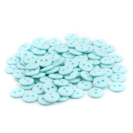Bild von Harz Knöpfe für Aufnähen Scrapbooking 2 Löcher Rund Azurblau 10mm D., 100 Stück