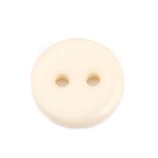Picture of Resin Sewing Buttons Scrapbooking 2 Holes Round Creamy-White 10mm Dia, 100 PCs