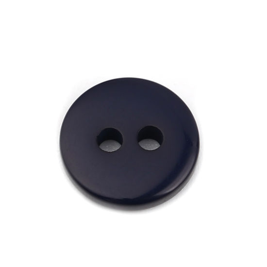 Picture of Resin Sewing Buttons Scrapbooking 2 Holes Round Navy Blue 10mm Dia, 100 PCs