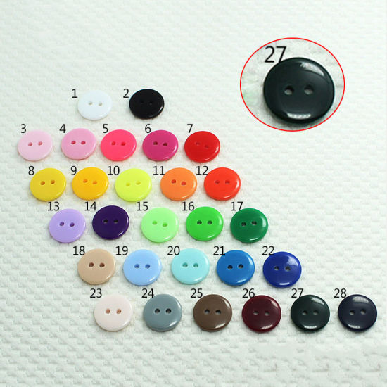 Picture of Resin Sewing Buttons Scrapbooking 2 Holes Round Dark Green 11.5mm Dia, 100 PCs