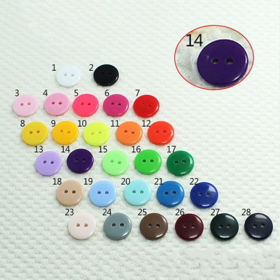 Picture of Resin Sewing Buttons Scrapbooking 2 Holes Round Purple 12.5mm Dia, 100 PCs