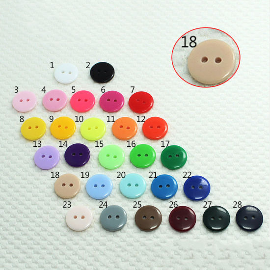 Picture of Resin Sewing Buttons Scrapbooking 2 Holes Round Khaki 12.5mm Dia, 100 PCs