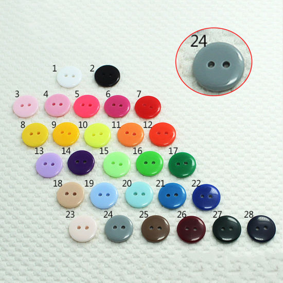 Picture of Resin Sewing Buttons Scrapbooking 2 Holes Round Gray 12.5mm Dia, 100 PCs