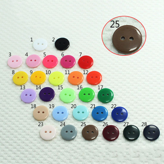 Picture of Resin Sewing Buttons Scrapbooking 2 Holes Round Coffee 12.5mm Dia, 100 PCs