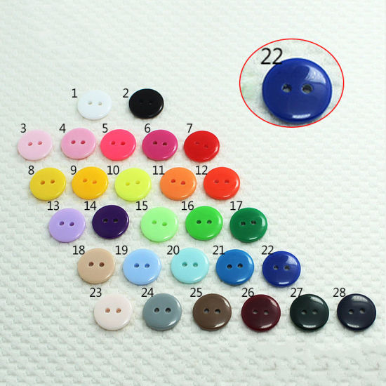 Picture of Resin Sewing Buttons Scrapbooking 2 Holes Round Dark Blue 15mm Dia, 100 PCs