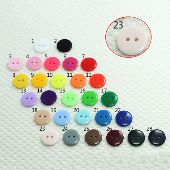 Picture of Resin Sewing Buttons Scrapbooking 2 Holes Round Creamy-White 15mm Dia, 100 PCs