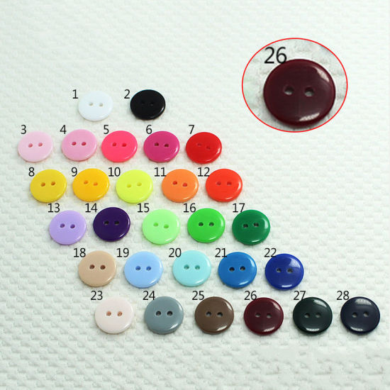 Picture of Resin Sewing Buttons Scrapbooking 2 Holes Round Wine Red 15mm Dia, 100 PCs