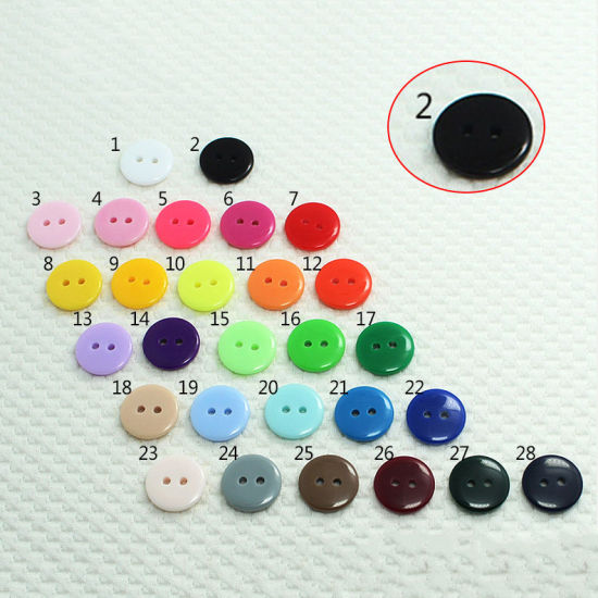 Picture of Resin Sewing Buttons Scrapbooking 2 Holes Round Black 20mm Dia, 100 PCs