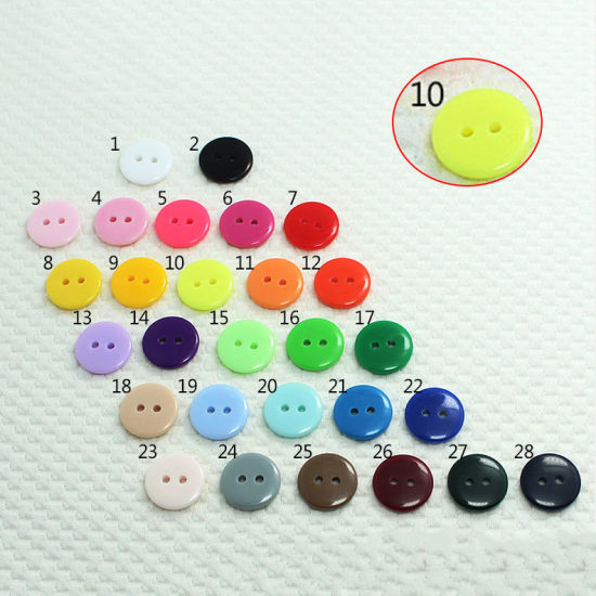 Picture of Resin Sewing Buttons Scrapbooking 2 Holes Round Neon Yellow 20mm Dia, 100 PCs