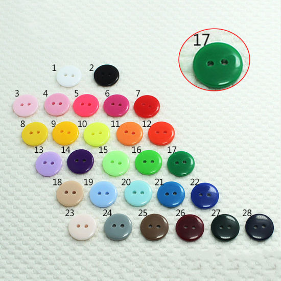 Picture of Resin Sewing Buttons Scrapbooking 2 Holes Round Dark Green 20mm Dia, 100 PCs