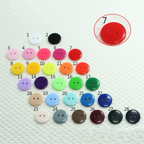 Picture of Resin Sewing Buttons Scrapbooking 2 Holes Round Red 30mm Dia, 100 PCs