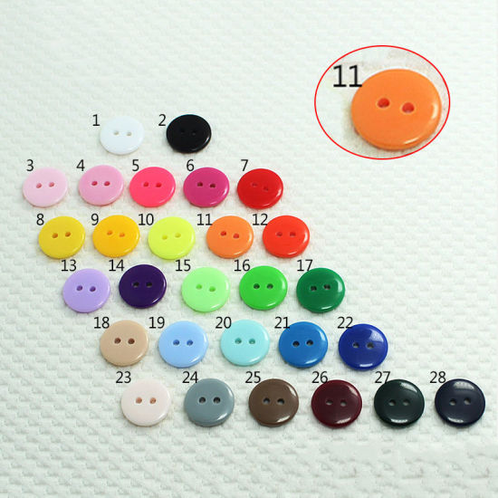 Picture of Resin Sewing Buttons Scrapbooking 2 Holes Round Orange 30mm Dia, 100 PCs