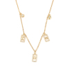 Изображение Stainless Steel & Copper Galaxy Necklace Gold Plated Rectangle Moon Micro Pave Clear Cubic Zirconia 44cm(17 3/8") long, 1 Piece