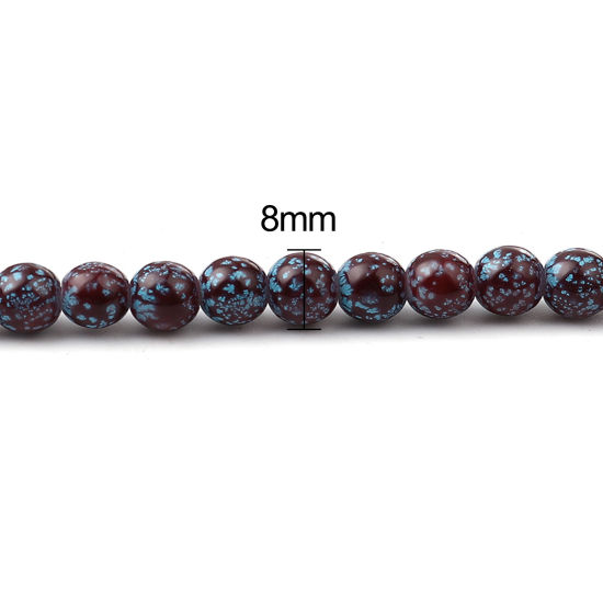 Изображение Glass Beads Round Dark Purple About 8mm Dia, Hole: Approx 1.2mm, 75cm(29 4/8") long, 2 Strands (Approx 105 PCs/Strand)