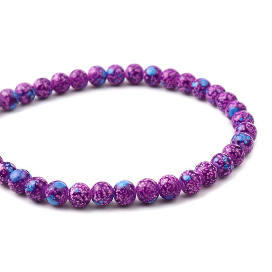 Picture of Glass Beads Round Fuchsia About 8mm Dia, Hole: Approx 1.2mm, 75cm(29 4/8") long, 2 Strands (Approx 105 PCs/Strand)