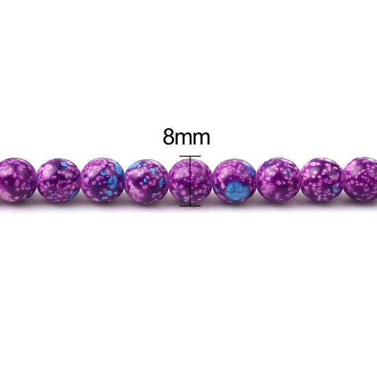 Picture of Glass Beads Round Fuchsia About 8mm Dia, Hole: Approx 1.2mm, 75cm(29 4/8") long, 2 Strands (Approx 105 PCs/Strand)