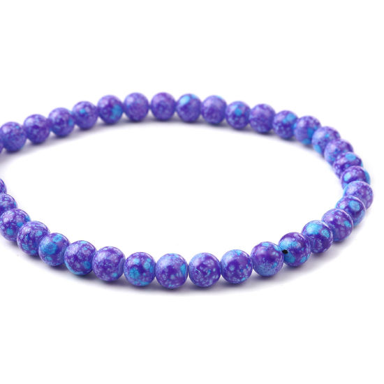 Picture of Glass Beads Round Blue Violet About 8mm Dia, Hole: Approx 1.2mm, 75cm(29 4/8") long, 2 Strands (Approx 105 PCs/Strand)