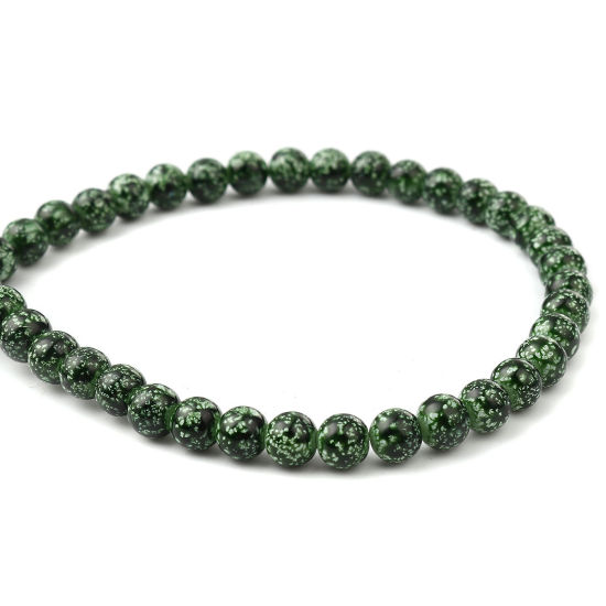 Picture of Glass Beads Round Green About 8mm Dia, Hole: Approx 1.2mm, 75cm(29 4/8") long, 2 Strands (Approx 105 PCs/Strand)