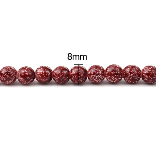 Изображение Glass Beads Round Wine Red About 8mm Dia, Hole: Approx 1.2mm, 75cm(29 4/8") long, 2 Strands (Approx 105 PCs/Strand)