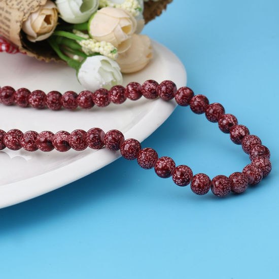 Изображение Glass Beads Round Wine Red About 8mm Dia, Hole: Approx 1.2mm, 75cm(29 4/8") long, 2 Strands (Approx 105 PCs/Strand)