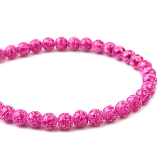 Изображение Glass Beads Round Fuchsia About 8mm Dia, Hole: Approx 1.2mm, 75cm(29 4/8") long, 2 Strands (Approx 105 PCs/Strand)