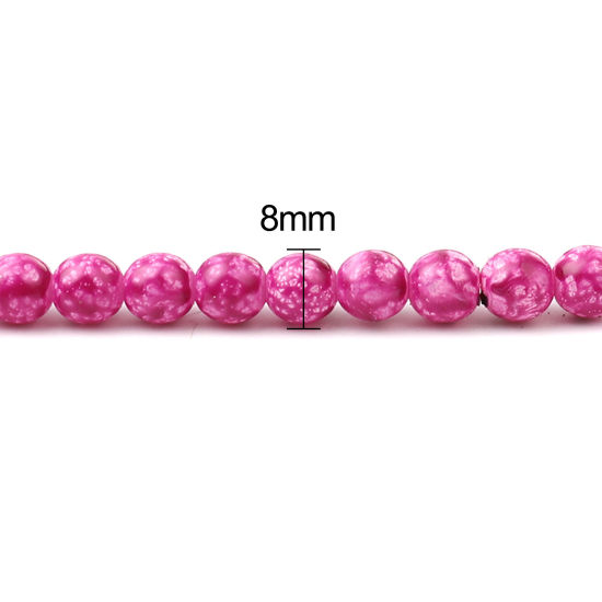 Изображение Glass Beads Round Fuchsia About 8mm Dia, Hole: Approx 1.2mm, 75cm(29 4/8") long, 2 Strands (Approx 105 PCs/Strand)