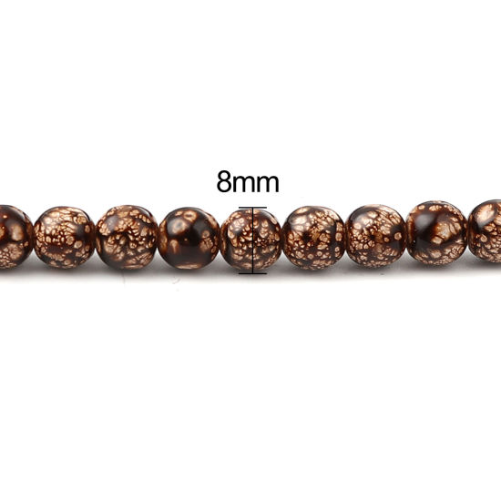 Изображение Glass Beads Round Coffee About 8mm Dia, Hole: Approx 1.2mm, 75cm(29 4/8") long, 2 Strands (Approx 105 PCs/Strand)