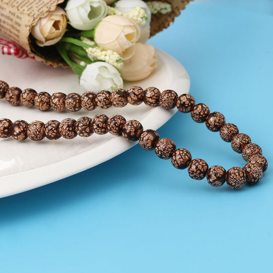 Изображение Glass Beads Round Coffee About 8mm Dia, Hole: Approx 1.2mm, 75cm(29 4/8") long, 2 Strands (Approx 105 PCs/Strand)