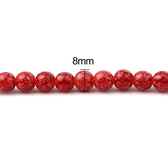 Изображение Glass Beads Round Dark Red About 8mm Dia, Hole: Approx 1.2mm, 75cm(29 4/8") long, 2 Strands (Approx 105 PCs/Strand)