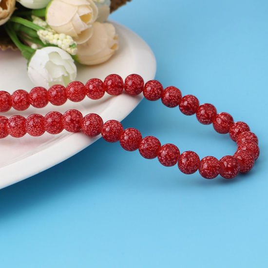 Изображение Glass Beads Round Dark Red About 8mm Dia, Hole: Approx 1.2mm, 75cm(29 4/8") long, 2 Strands (Approx 105 PCs/Strand)