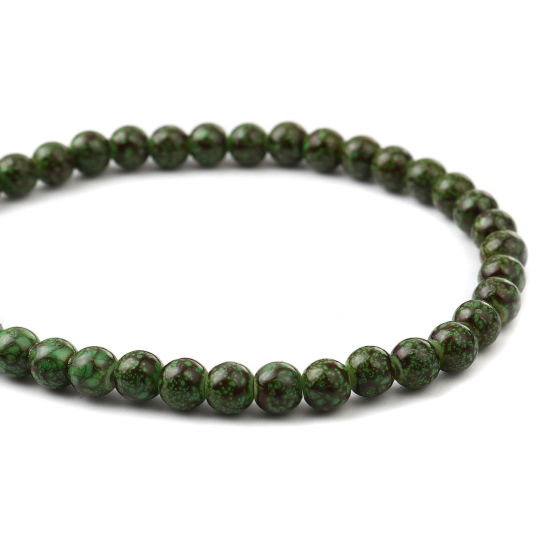 Изображение Glass Beads Round Green & Brown About 8mm Dia, Hole: Approx 1.2mm, 75cm(29 4/8") long, 2 Strands (Approx 105 PCs/Strand)