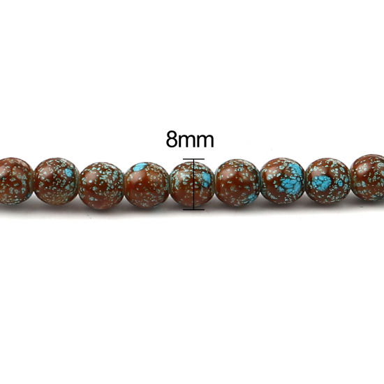 Picture of Glass Beads Round Brown About 8mm Dia, Hole: Approx 1.2mm, 75cm(29 4/8") long, 2 Strands (Approx 105 PCs/Strand)