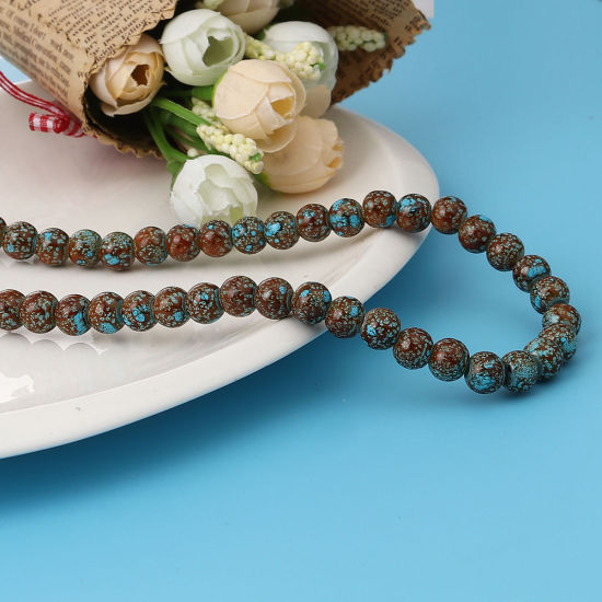 Изображение Glass Beads Round Brown About 8mm Dia, Hole: Approx 1.2mm, 75cm(29 4/8") long, 2 Strands (Approx 105 PCs/Strand)