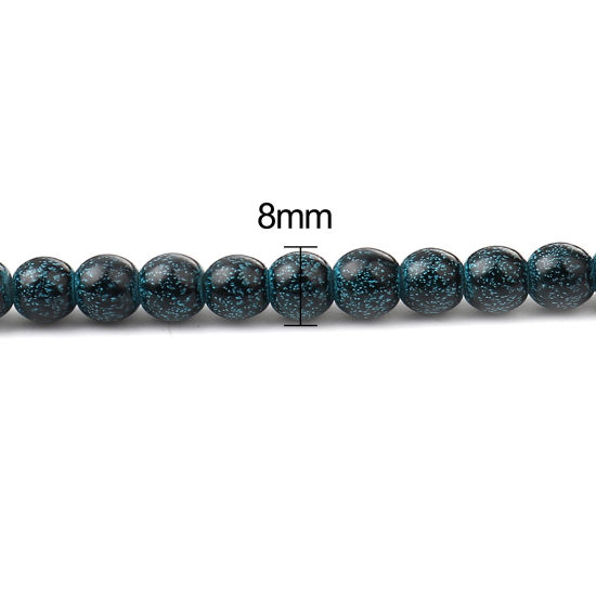 Picture of Glass Beads Round Blue Black About 8mm Dia, Hole: Approx 1.2mm, 75cm(29 4/8") long, 2 Strands (Approx 105 PCs/Strand)