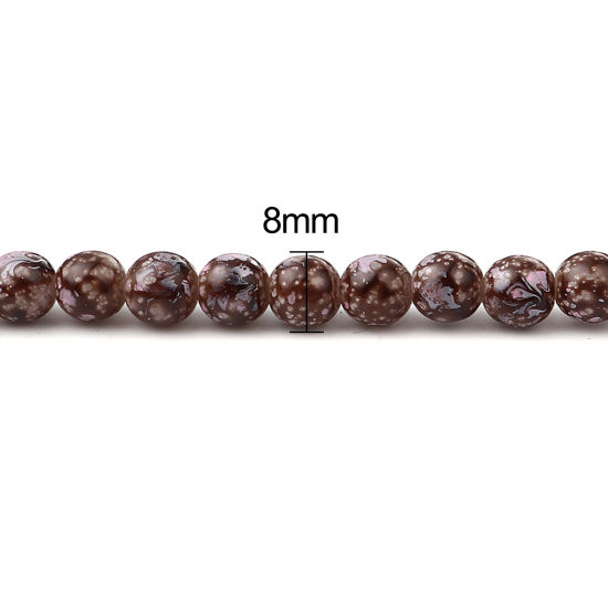 Изображение Glass Beads Round Brown About 8mm Dia, Hole: Approx 1.2mm, 75cm(29 4/8") long, 2 Strands (Approx 105 PCs/Strand)