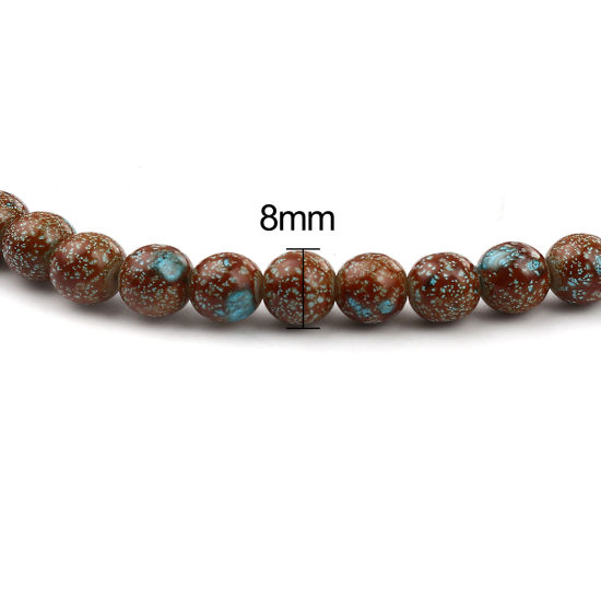 Изображение Glass Beads Round Brown About 8mm Dia, Hole: Approx 1.2mm, 75cm(29 4/8") long, 2 Strands (Approx 105 PCs/Strand)