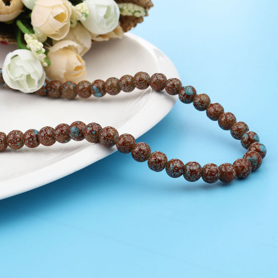 Picture of Glass Beads Round Brown About 8mm Dia, Hole: Approx 1.2mm, 75cm(29 4/8") long, 2 Strands (Approx 105 PCs/Strand)