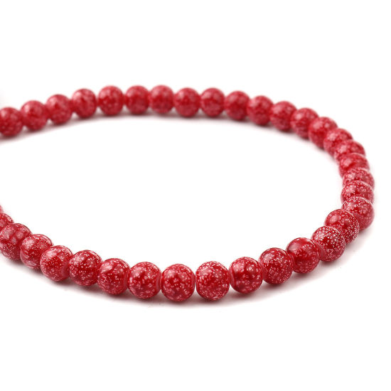 Изображение Glass Beads Round Red About 8mm Dia, Hole: Approx 1.2mm, 75cm(29 4/8") long, 2 Strands (Approx 105 PCs/Strand)