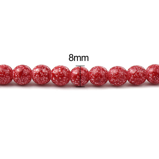 Изображение Glass Beads Round Red About 8mm Dia, Hole: Approx 1.2mm, 75cm(29 4/8") long, 2 Strands (Approx 105 PCs/Strand)