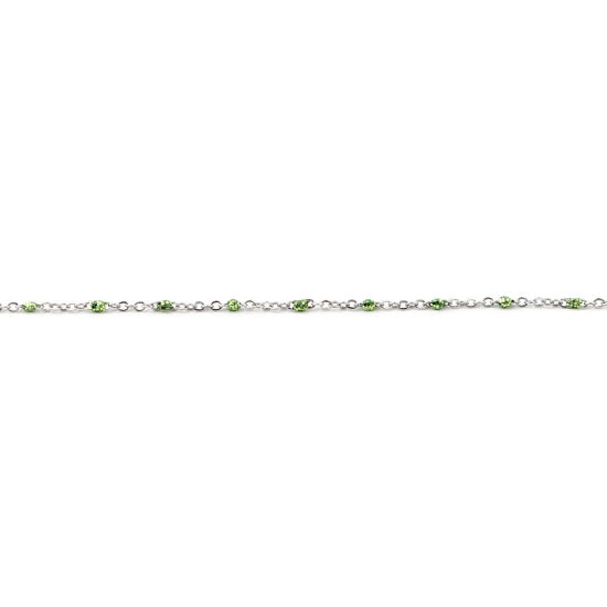 Image de Chaîne Maille Forçat en Acier Inoxydable Argent Mat Vert Paillettes 5x2mm , 1 M