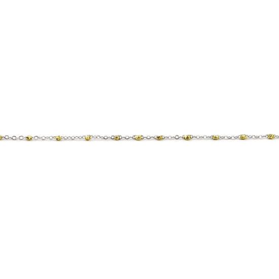 Image de Chaîne Maille Forçat en Acier Inoxydable Argent Mat Jaune Paillettes 5x2mm , 1 M