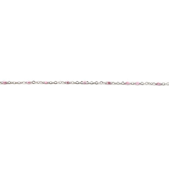 Image de Chaîne Maille Forçat en Acier Inoxydable Argent Mat Rose Paillettes 5x2mm , 1 M