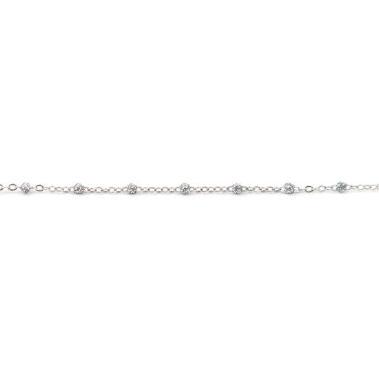 Picture of Stainless Steel Link Cable Chain Silver Tone Silver Color Sequins Enamel 4x2mm, 1 M