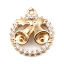 Bild von Messing Micro Pave Charms Ring Vergoldet Weihnachten Jingling Schelle Transparent Strass 16mm x 14mm, 5 Stück