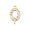 Picture of 5 PCs Brass Micro Pave Charms Wholesale 18K Real Gold Plated Oval Clear Rhinestone 14mm x 7mm