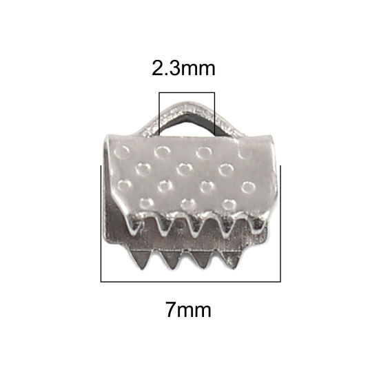 Image de Ruban Crimp Fin en Acier Inoxydable Porte-documents Argent Mat 7mm x 6mm, 100 Pcs