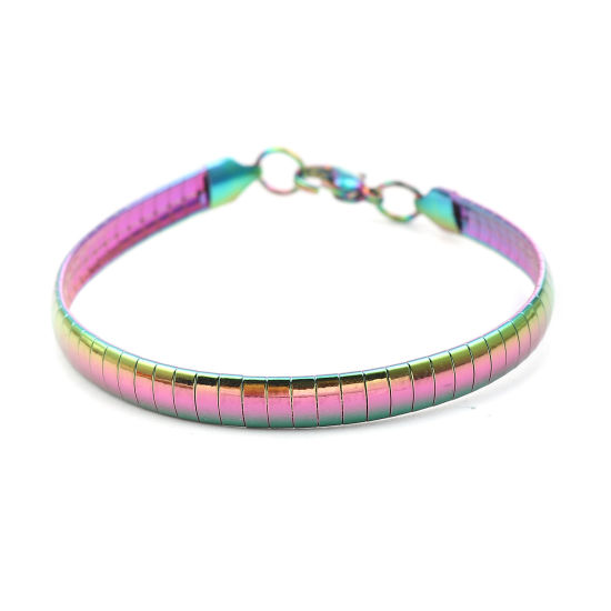Picture of 1 Piece Vacuum Plating 304 Stainless Steel Bracelets Multicolor Rectangle 19cm(7 4/8") long